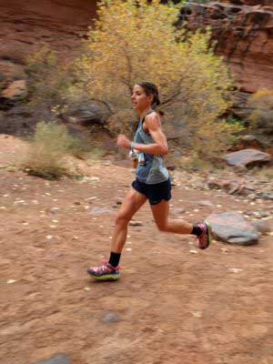 Sandi Nypaver at mile 10 in the canyons.
