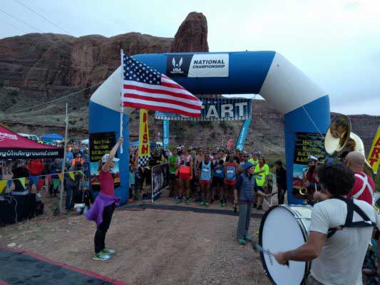 Moab Trail Marathon race start.